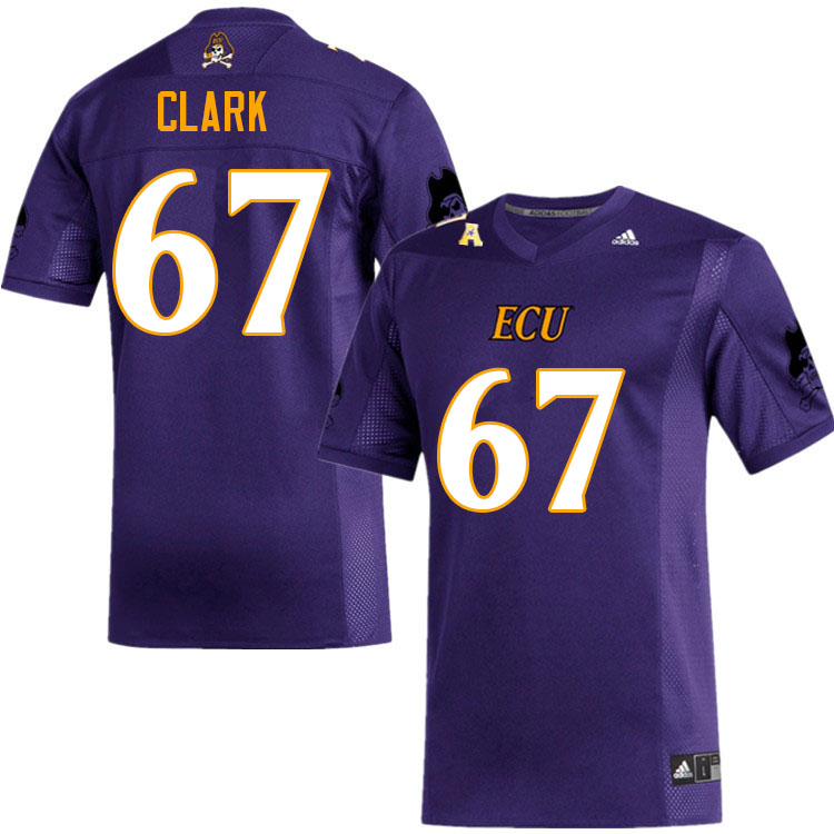 Men #67 Canaan Clark ECU Pirates College Football Jerseys Sale-Purple - Click Image to Close